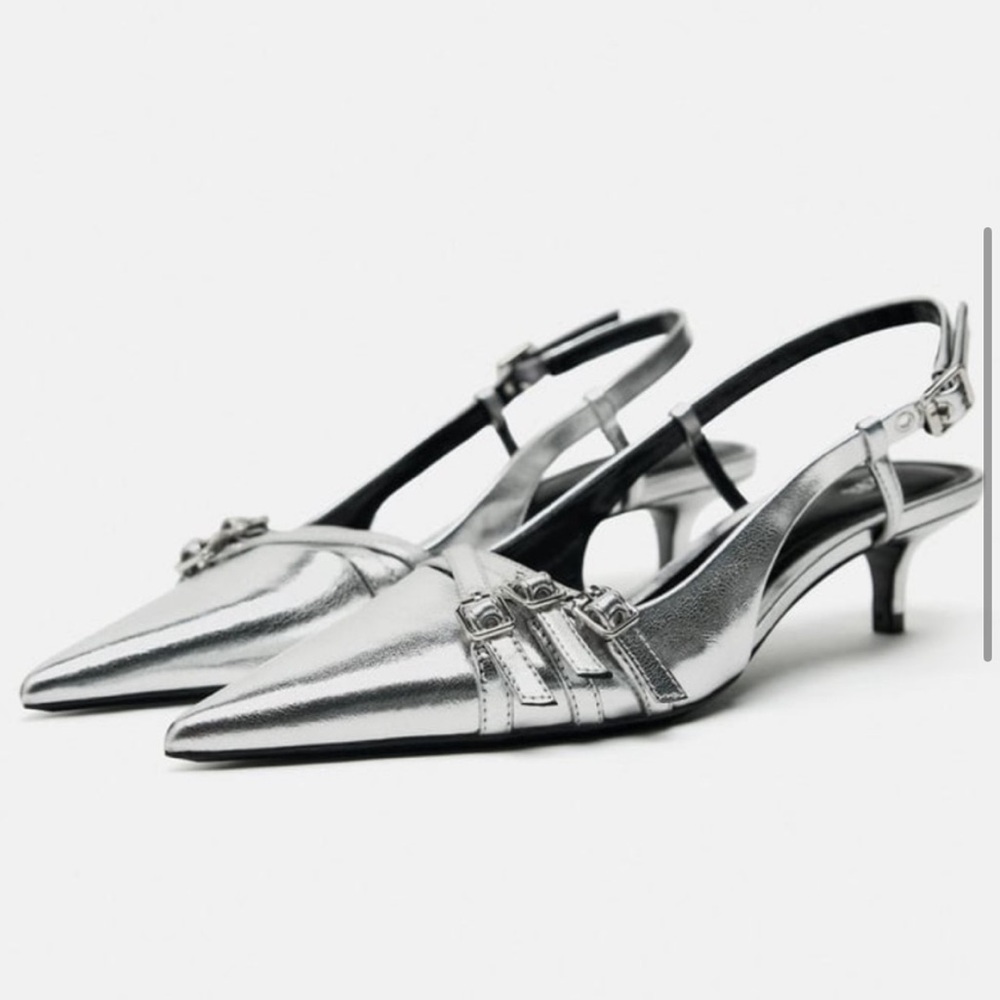 Brand new Silver ZARA kitten heels